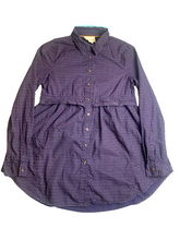 Load image into Gallery viewer, Anthropologie Maeve Shirt Womens Small Purple Polkadot Tunic Button Up Flared
