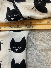 Load image into Gallery viewer, Meraki Shirt Womens XL Black White AOP Kitty Cat Spandex Stretch Keyhole Blouse