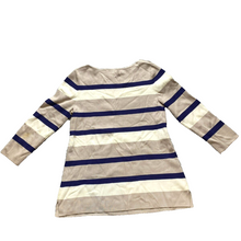 Load image into Gallery viewer, Banana Republic Sweater Womens Medium Taupe Navy Striped Nylon Spandex Ladies