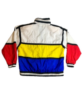 Load image into Gallery viewer, Vintage EVR Jacket Adult Medium White Yellow Blue Windbreaker Zip Up Nylon Mens