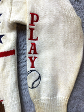 Load image into Gallery viewer, VTG Charter Club Sweater Adult Large Beige Baseball Club Embroidered Grandpa Men