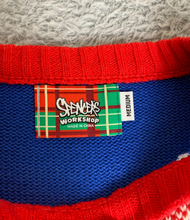 Load image into Gallery viewer, Bob Ross Sweater Adult Medium Blue Lights Up Ugly Christmas Paint Spencers Mens