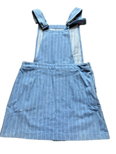 Load image into Gallery viewer, Umgee Overalls Womens Large Jumper Dress Denim Pinstriped Side Zip Pocket Ladies