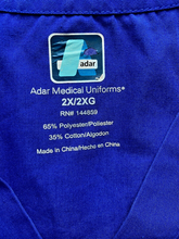 Load image into Gallery viewer, Kansas Jayhawks Scrub Top Adult 2X Blue Nurse Medical Uniform Adar Plus KU Mens