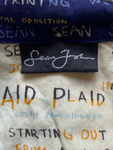 Load image into Gallery viewer, Sean John Shirt Adult Extra Large Beige AOP Spellout Logo Button Up Graffiti Men
