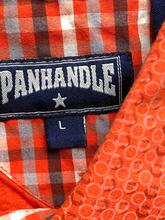 Load image into Gallery viewer, Panhandle Shirt Adult Large Coral Western Style Pearl Snaps Cuffs Contrast Mens