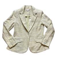 Load image into Gallery viewer, Cabi Jacket Womens 10 Yellow Gray Tweed Career Blazer Single Breasted Ladies