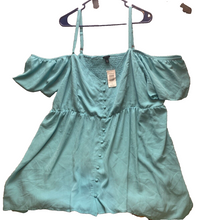 Load image into Gallery viewer, Torrid Dress Womens 4 Aqua Flowy Sleeveless Cold Shoulder Button Ladies