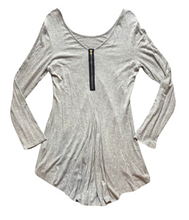 Load image into Gallery viewer, Soft Surroundings Shirt Womens Medium Gray 1/2 Zip Peasant Rayon Spandex Tunic