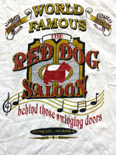 Load image into Gallery viewer, VTG Red Dog Saloon Shirt Adult Large Ivory Juneau Alaska Musical Note 90s Mens
