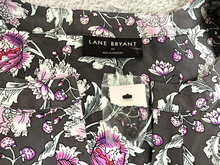 Load image into Gallery viewer, Lane Bryant Shirt Womens 22 Black Purple AOP Flower Boho Blouse Tunic Plus Lady