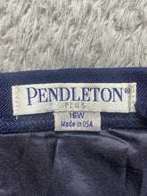 Load image into Gallery viewer, Vintage Pendleton Skirt Womens 16W (39x27) Navy Pencil A-line Wool USA Plus Lady