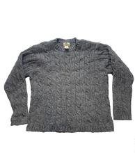Load image into Gallery viewer, LL Bean Sweater Adult Large Gray Cable Knit Lambs Wool Nylon Outerwear Mens