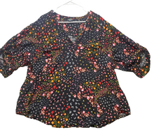 Load image into Gallery viewer, Torrid Shirt Womens 5 5X Black AOP Flower Rayon Spandex Boho Peasant Blouse Plus