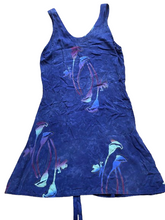 Load image into Gallery viewer, Tropical Tantrum Dress Womens Medium Blue Whimsical Rayon Boho Hawaiian Sundress