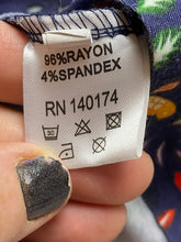 Load image into Gallery viewer, Reborn Shirt Womens 2X Navy Blue AOP Flower Boho Hippie Rayon Spandex Plus Lady