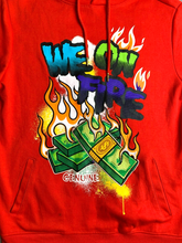 Load image into Gallery viewer, Genuine Sweatshirt Adult Medium Red We On Fire Money Artsy Hoodie Sweater Mens