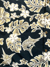 Load image into Gallery viewer, VTG Bluewater Wear Shirt Adult Large Button Up Hawaiian Swordfish Hibiscus Mens