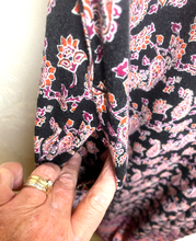 Load image into Gallery viewer, J Jill Dress Womens Small Black Peach Purple Maxi AOP Paisley Boho Rayon Spandex
