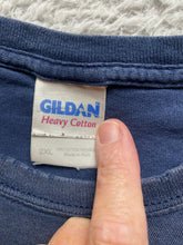 Load image into Gallery viewer, VTG Rock Paper Shocker Scissor Shirt Adult 2XL XXL Navy Blue Funny Hand Game Men