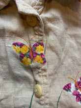 Load image into Gallery viewer, Mill Valley Shirt Womens Medium Beige Oversized Button Up Butterfly Whimsical