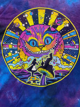Load image into Gallery viewer, Alice in Wonderland Shirt Adult Small Purple Blue Cheshire Cat Silhouette Mens