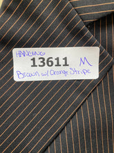 Load image into Gallery viewer, Steve Harvey Suit Coat Mens 50R Brown Orange Stripe Merino Wool Super 120s