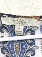 Load image into Gallery viewer, Haani Dress Womens 2X Tan Blue Keyhole Bohemian Boho Spandex Sheath Ladies