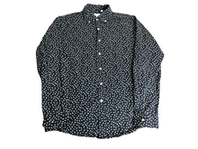 Load image into Gallery viewer, Holton Shirt Adult Medium Navy Blue AOP Flower Button Up Casual Canvas Cloth Men