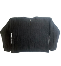 Load image into Gallery viewer, Lambswool Sweater Womens Medium Black Oversized Angora Nylon Outerwear Ladies