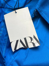 Load image into Gallery viewer, ZARA Dress Womens Extra Small Teal Blue Button Down Collared Shirt Stretch NWT