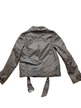 Load image into Gallery viewer, GAP Jacket Womens Medium Gray Double Breasted Nylon Lined Quilted Belted Nylon