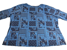 Load image into Gallery viewer, Woman Within Shirt Womens 34/36 4X Blue Black Butterflies Floral Whimsygoth Plus