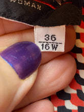 Load image into Gallery viewer, Notations Shirt Womens 36/16W 1X Red Black Button Up AOP Geometric Plus Ladies