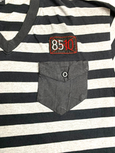 Load image into Gallery viewer, DWNTWN Express Shirt Adult Extra Large Black Y2K Stripe Patches Crest Lion Mens