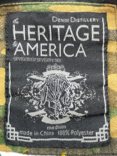 Load image into Gallery viewer, Heritage America Shirt Adult Medium Black Gray Camo Flag Skull Sewn Y2K Mens