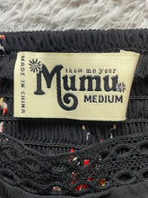 Load image into Gallery viewer, Show Me Your Mumu Dress Womens Medium Black AOP Flower Boho Eyelet Smocked