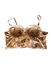 Load image into Gallery viewer, Haute Monde Bra Womens Extra Large Crop Bustier Bralette AOP Flower Ladies