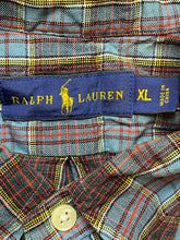 Load image into Gallery viewer, Ralph Lauren Shirt Adult Extra Large Blue Red Plaid Button Up Green Pony Mens
