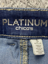 Load image into Gallery viewer, Chicos Jeans Womens 3 (42x30.5) Blue Denim Platinum Spandex Stretch Straight Leg