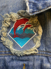 Load image into Gallery viewer, Pink Dolphin Vest Adult Large Blue Denim Button Up Patch Embroidered Kidcore Men