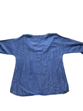 Load image into Gallery viewer, Soft Surroundings Shirt Womens Large Cold Shoulder Oversized Chambray Tencel