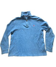 Load image into Gallery viewer, POLO Ralph Lauren Sweater Adult Medium Slate Blue 1/4 Zip Mock Neck Red Pony Men