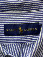 Load image into Gallery viewer, Ralph Lauren Shirt Adult Medium Blue White Striped Button Up Pink Pony Mens
