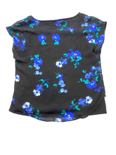 Load image into Gallery viewer, Calvin Klein Shirt Womens Large Black Blue AOP Floral Boho Lined Blouse Boxy