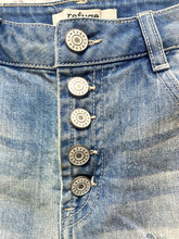 Load image into Gallery viewer, Refuge Shorts Womens 2 (28x2) Blue Denim Button Fly Rayon Spandex Distressed