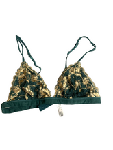 Load image into Gallery viewer, Urban Outfitters Bra Womens Small Green Gold Floral Lace Trim Bralette Ladies