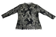 Load image into Gallery viewer, Alberto Makali Shirt Womens Medium White Black Collared Grunge Lined Blouse Goth