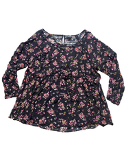 Load image into Gallery viewer, Torrid Shirt Womens 3 3X Black AOP Flower Tunic Gauze Tasseled Boho Hippie Plus