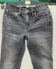 Load image into Gallery viewer, J Crew Jeans Womens 25x27 Black Whiskered 8" Toothpick Super Skinny Denim Ladies